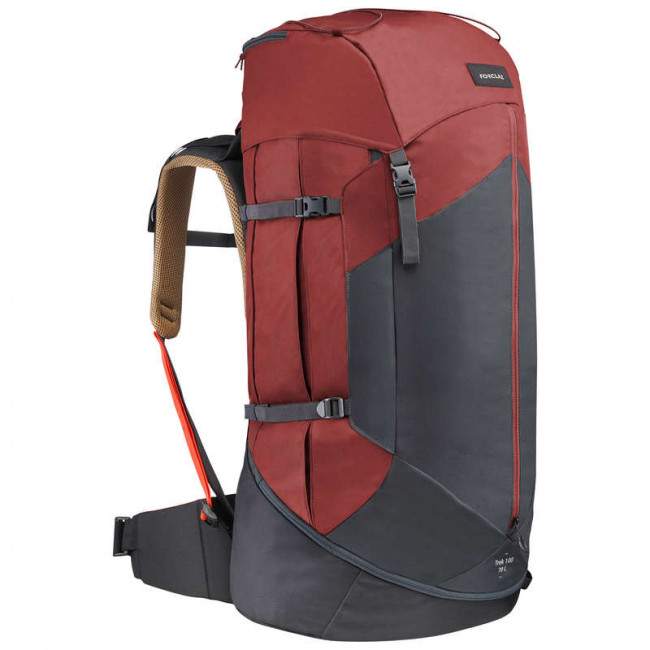 Рюкзак мужской для горных походов – MT 100 Easyfit 70 л, охрового цвета FORCLAZ
