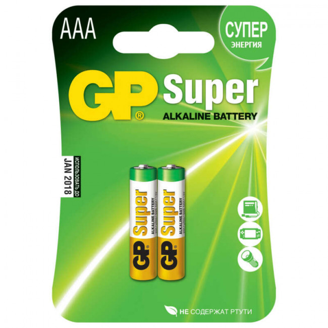 БАТАРЕЙКИ GP SUPER АLKALINE GP 24A-2CR2 ТИПОРАЗМЕР ААА GP GP